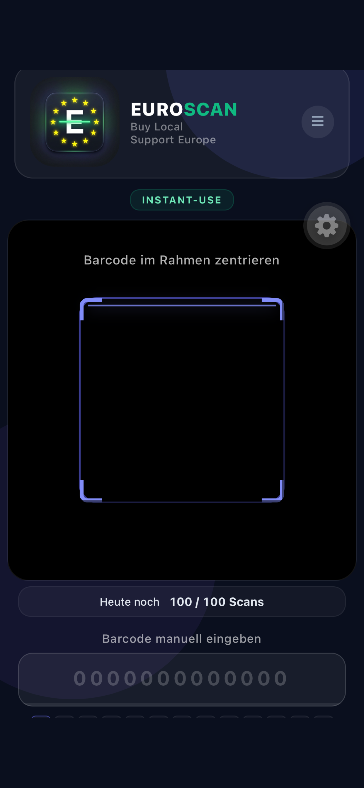 EuroScan App Barcode Scanner Screenshot